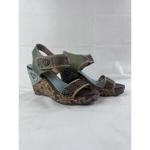 Spring Step L’Artiste Q Allura-Sky Blue Wedge Sandals Leather Sz 38 US 7-7.5
